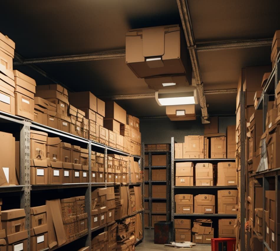 Organized rows of records in a document storage facility