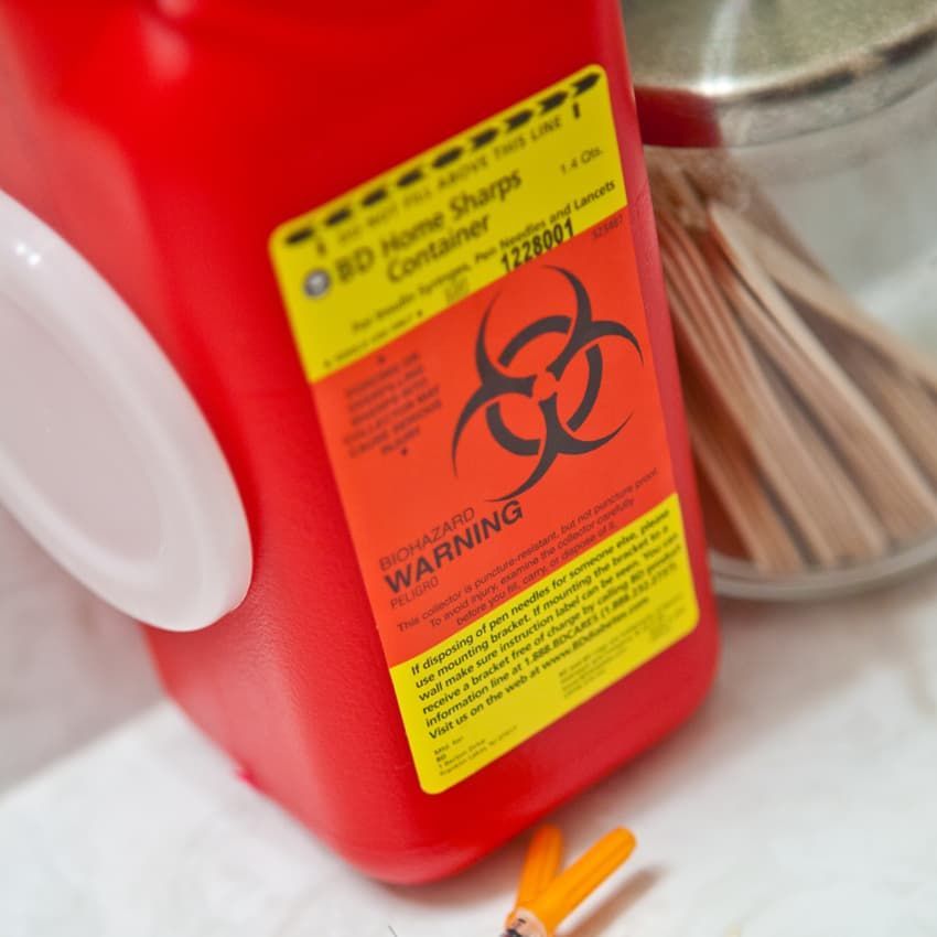Red biohazard medical waste bag