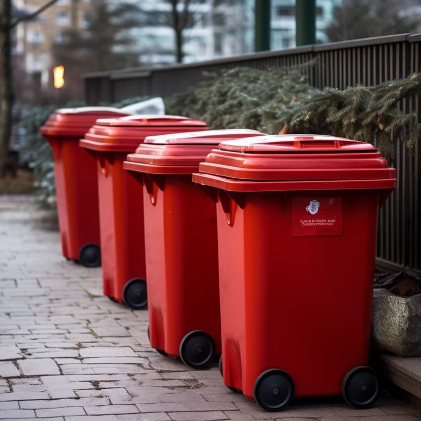 Red medical waste containers