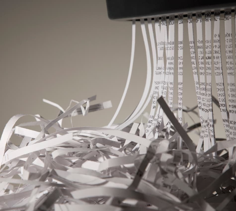 Shredded paper from a document destruction service